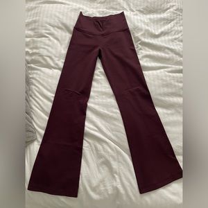 burgundy lululemon wide leg leggings flare pants